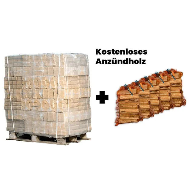 Palette RUF Briketts + 5 Säcke Anzündholz gratis